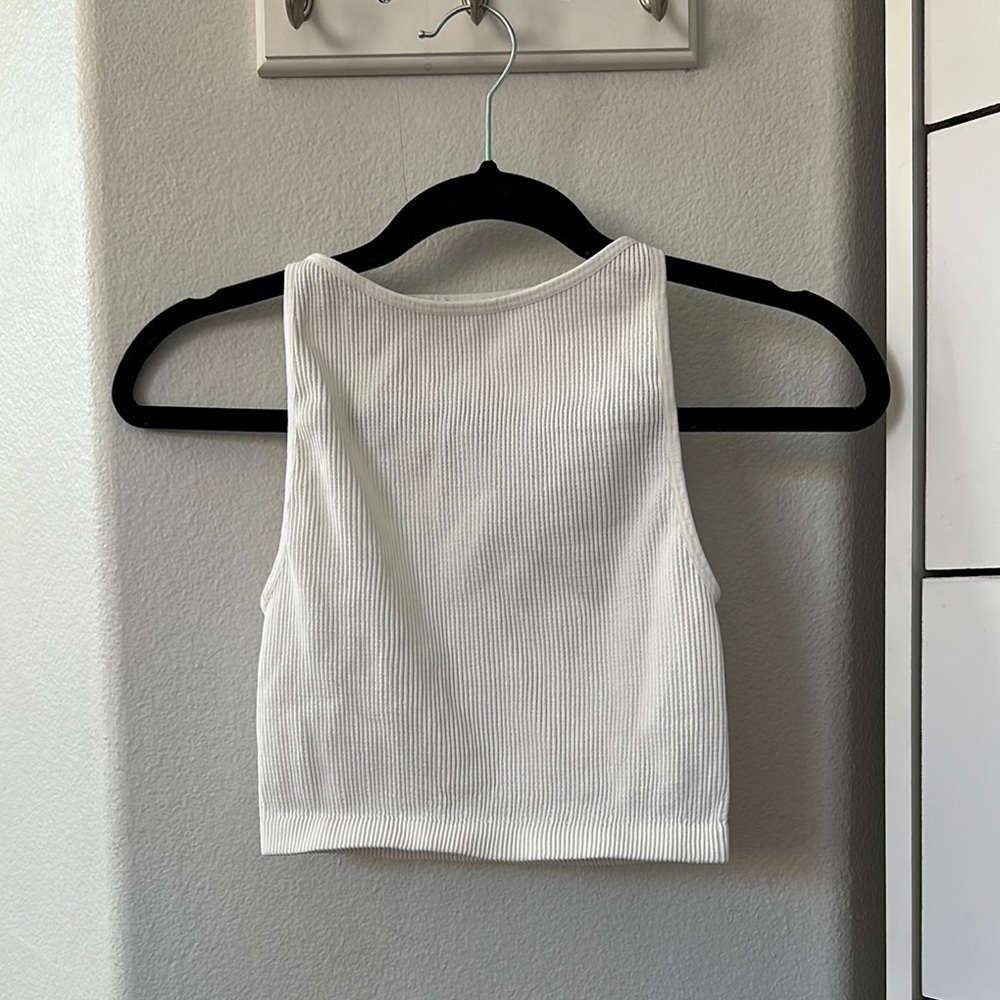 Cotton On White Sleeveless Crop Tank Top